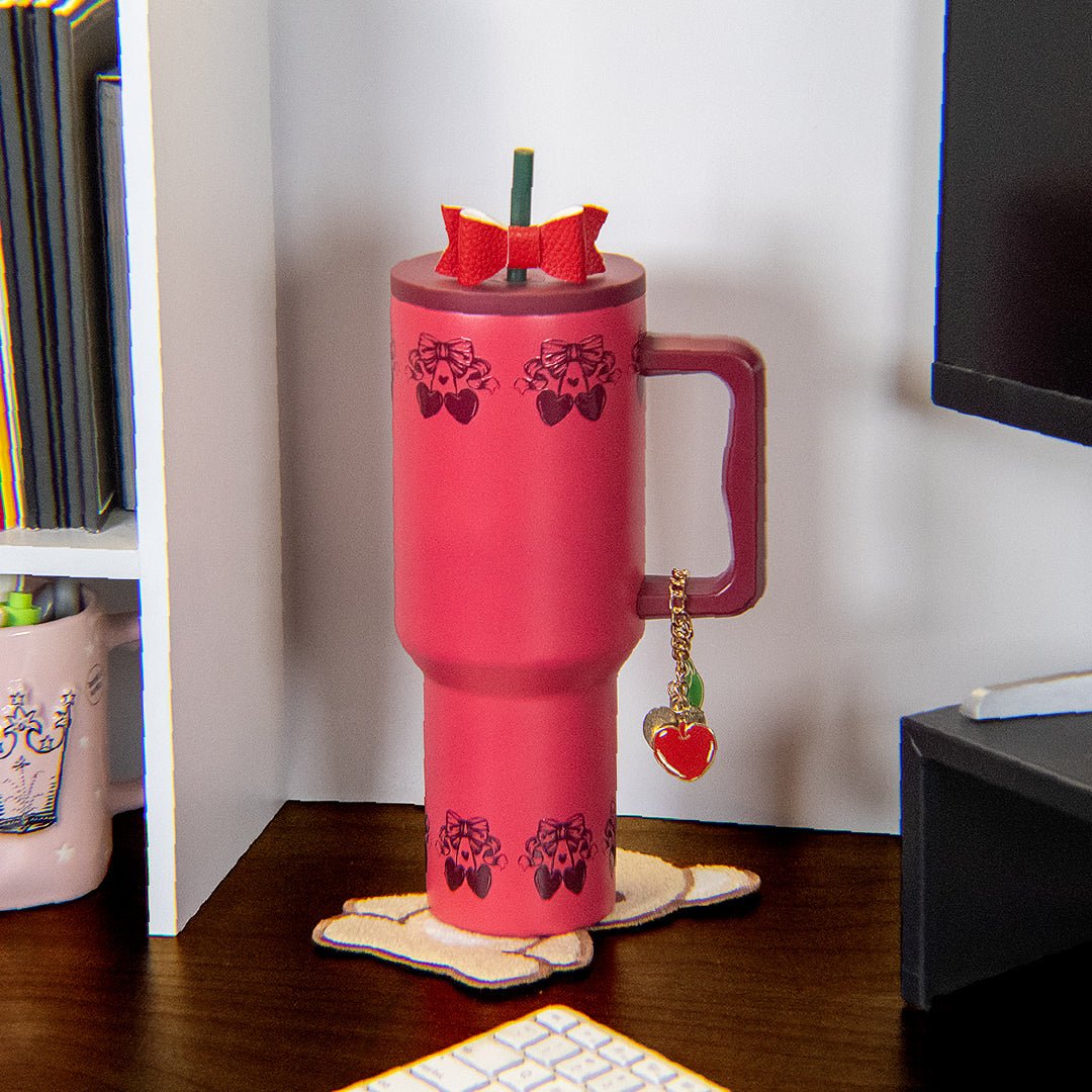 cherry tumbler with simple design on top and bottom