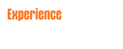 Orange & white text that reads