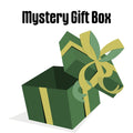 white background with green gift box "$50 Mystery gift box" in black text.
