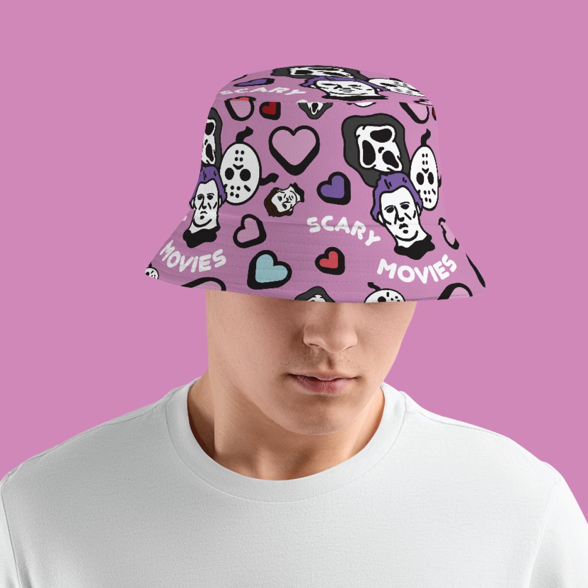 Pink Scary Movies Bucket Hat