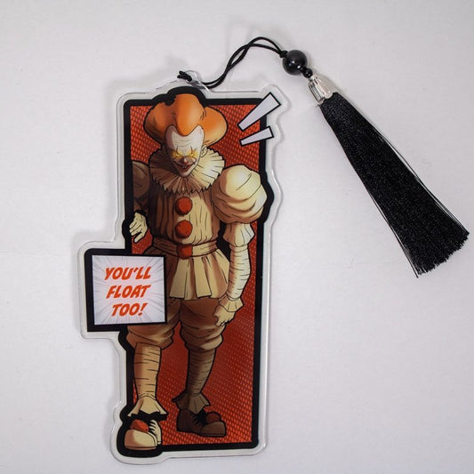 Clown-themed bookmark with tassel on a white background