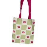 Checkered cherry tote bag