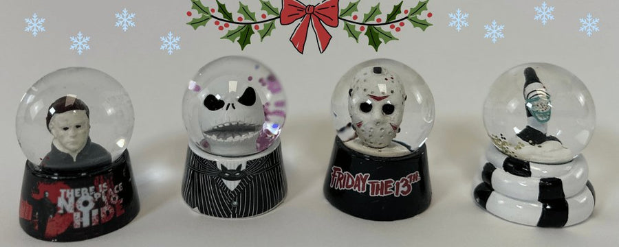 2-inch horror snow globes licensed by silver buffalo