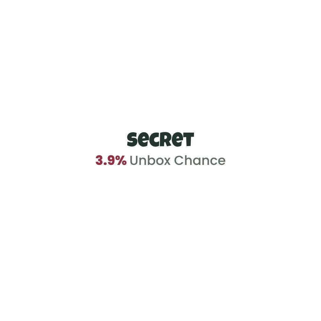Secret rare ButtonEyes plushie mystery character graphic showing 3.9% unbox chance