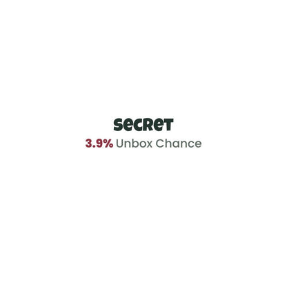 Secret rare ButtonEyes plushie mystery character graphic showing 3.9% unbox chance