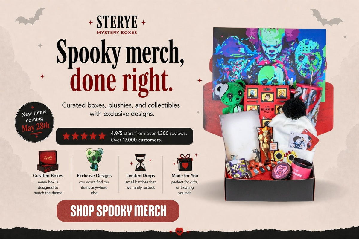 Sterye spooky mystery boxes, plushies, and collectibles